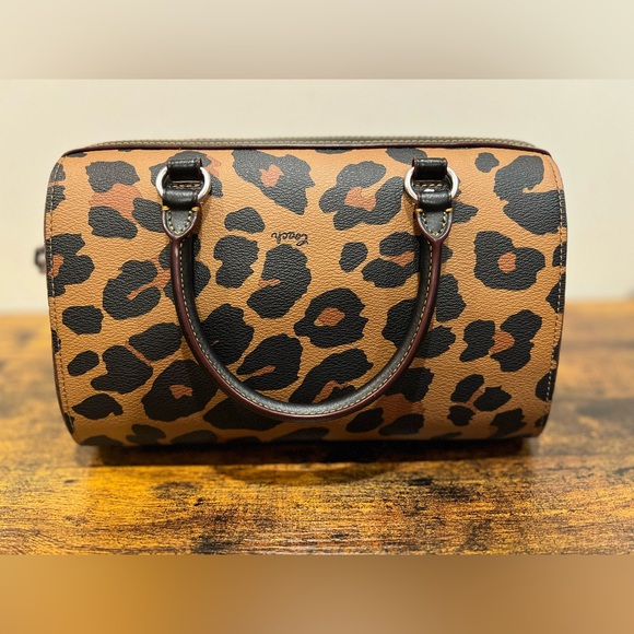 Coach, Rowan Satchel In Signature Canvas With Leopard Print - Picture 5 of 14